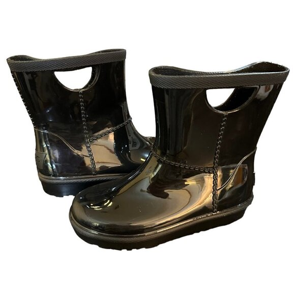 UGG Rahjee Pull-On Waterproof Rubber Rain Boots Black‎ Kids Size 10 - Picture 1 of 10